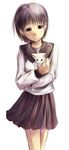  akino_komichi bad_id bad_pixiv_id cat copyright_request school_uniform short_hair skirt smile solo 