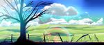  bad_pixiv_id cloud day ef fence landscape marble_(pixiv) no_humans scenery sky tree 