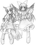  bad_id bad_pixiv_id christmas eku gift greyscale holding_hands kaenbyou_rin monochrome multiple_girls reiuji_utsuho touhou 