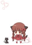  :3 animal_ears bad_id bad_pixiv_id braid cat cat_ears chibi christmas heart kaenbyou_rin long_hair lowres red_eyes red_hair ribbon santa_costume solo touhou twintails yuki_miya 