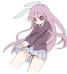  animal_ears bad_id bad_pixiv_id bunny_ears finger_gun ica long_hair necktie oekaki panties pantyshot purple_hair red_eyes reisen_udongein_inaba skirt solo touhou underwear 