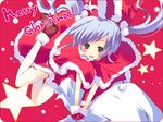  christmas green_eyes original purple_hair santa_costume solo star takeyabuyaketa twintails 