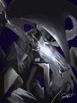  1boy black_pants black_shirt blue-eyes_white_dragon blue_background blue_eyes brown_hair coat dragon duel_monster highres kaiba_seto male_focus pants sannee_618 shirt simple_background solo_focus white_coat yu-gi-oh! yu-gi-oh!_duel_monsters 