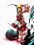  blonde_hair dain horns ibuki_suika long_hair oni red_eyes solo touhou 