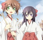  bad_id bad_pixiv_id code_geass genderswap genderswap_(mtf) hakama japanese_clothes kururugi_suzaku luluko maruki_(punchiki) miko multiple_girls red_hakama 