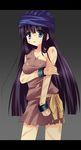  akane_souichi aqua_eyes black_hair breast_hold breasts dragon_quest dragon_quest_v genderswap genderswap_(mtf) hero_(dq5) large_breasts long_hair solo turban very_long_hair 