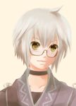  bad_id bad_pixiv_id collar glasses ica male_focus morichika_rinnosuke solo touhou white_hair yellow_eyes 