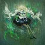  blonde_hair green_eyes highres mary_janes mizuhashi_parsee pantyhose scarf shoes short_hair solo takatora tears touhou 