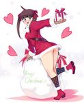  ass blush christmas copyright_request gift heart holding holding_gift looking_back no_panties ryoji_(nomura_ryouji) sack santa_costume smile solo 