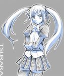  amatsuka_tsurara baby_princess crossed_arms grey_background juliet_sleeves long_sleeves looking_at_viewer marumi monochrome puffy_sleeves sidelocks simple_background solo standing thighhighs twintails zettai_ryouiki 