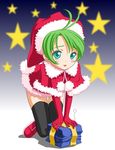  :p blue_eyes capelet gift green_eyes original santa_costume solo t2r thighhighs tongue tongue_out 