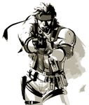  artist_request gun headband lowres male_focus metal_gear_(series) metal_gear_solid monochrome sepia solid_snake solo weapon 