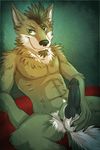  abs anthro balls big_penis black_penis canine erection facial_hair fur goatee gothwolf holding_penis knot knot_grab kravn kravn_(character) looking_at_viewer male mammal naughty_face navel nipples nude penis presenting sitting solo spread_legs spreading wolf 