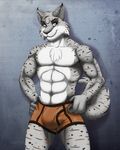  abs anthro biceps big_muscles black_fur black_nose blue_eyes body_markings boxers brown_fur bulge chest_tuft feline fur furrybob grey_fur grin hannibalazul male mammal markings muscles pecs pose smile solo spots standing stripes toned topless tuft underwear whiskers 