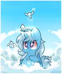  beak bird birds blue_fur blue_jay chubby cigarette cloud clouds cute cutie_mark equine feathers female feral flower friendship_is_magic fur hair halo horn horse lifeloser long_hair mammal my_little_pony outside pony purple_eyes sitting sky smoke smoking trixie_(mlp) two_tone_hair unicorn wings 