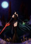  1girl absurdres bat black_hair breasts castlevania castlevania:_order_of_ecclesia full_moon highres legs long_hair moon night shanoa 