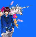  bad_id bad_pixiv_id black_hair bob_cut bruno_buccellati casual fancer jojo_no_kimyou_na_bouken male_focus solo unicorn 