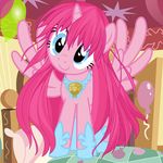  balloons beavernator bed blue_eyes equine female feral friendship_is_magic fur hair hi_res horn horse long_hair mammal my_little_pony open_mouth pillow pink_fur pink_hair pinkie_pie_(mlp) pony smile winged_unicorn wings 