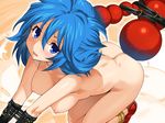  ass bdsm blue_eyes blue_hair bound bound_arms breasts character_request hanging_breasts medium_breasts nipples nude open_mouth rance_(series) rance_01 scorpion_girl shunin solo zoom_layer 