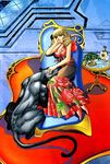 animal artist_request black_panther blonde_hair breasts cleavage corset crown dress drill_hair floral_print flower food fruit grapes hair_ribbon high_heels large_breasts long_dress long_hair mini_crown oldschool panther petting recliner reclining red_footwear ribbon rose rose_bernstein shoes sleeveless sleeveless_dress smile solo the_king_of_fighters twin_drills twintails 