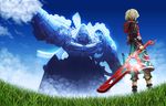  cloud day energy_sword field grass highres mechonis monado rapuka shulk sky sword weapon xenoblade_(series) xenoblade_1 