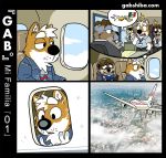 aircraft airplane book canid canine canis clothing comic domestic_dog dress_shirt gabshiba mammal mexico necktie reading shiba_inu shirt spanish_text text travel 