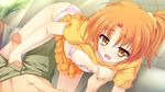  aono_sena blush breast_grab censored fellatio game_cg girls_be_ambitious! mtu nipples orange_hair panties ponytail shirt_lift short_hair underwear yellow_eyes 