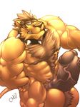 abs balls biceps big_balls big_muscles black_penis body_hair chest_tuft collar cursedmarked erection feline fur happy_trail humanoid_penis hyper hyper_balls hyper_penis lion looking_at_viewer male mammal muscles nude pecs penis pubes solo spiked_collar tuft 