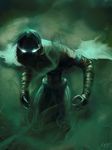  bad_id bad_pixiv_id bandages black_hair claws cloak glowing glowing_eyes green_background legacy_of_kain lexy71320 male_focus no_pupils raziel_(legacy_of_kain) simple_background smoke solo 