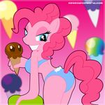 anthro anthrofied blue_eyes english_text equine female friendship_is_magic fur hair horse ice_cream looking_back mammal my_little_pony neoeclipse pink_fur pink_hair pinkie_pie_(mlp) pony smile solo text 