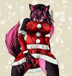  annoying_watermark arm_warmers ball_fondling balls breasts bulge canine clothed clothing dickgirl fondling fox hair herm hi_res holidays hyosube intersex long_hair looking_at_viewer mammal nipples panties pink_eyes rafflone skimpy solo teasing underwear watermark 