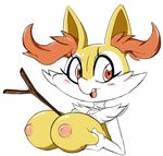  big big_breasts blush braixen breasts canine eyelashes female fennec fennekin fox fur jice looking_away mammal nintendo nipples open_mouth orange_eyes orange_fur orange_nose plain_background pok&#233;mon pok&eacute;mon raised_arm shadow shiny solo stick teeth tongue video_games white_background white_eyes white_fur wood yellow_fur 