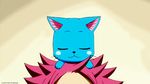  a-1_pictures animated animated_gif blue_fur blue_hair cat cub exceed fairy_tail happy_(fairy_tail) natsu_dragneel pink_hair 