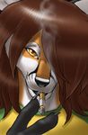  anthro canine close-up cox eyelashes fox gideon girly lips looking_at_viewer male mammal seductive smoking solo 