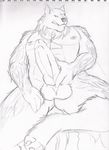 abs animal_genitalia anthro balls biceps big_muscles big_penis canine canine_penis claws erection fangs fur jacobgreen knot male mammal muscles nipples nude pecs penis pose presenting sheath sitting sketch solo teeth toe_claws tongue tongue_out wolf 