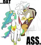 2013 anthro antler cigarette creepy crown discord_(mlp) draconequus dragon drawing english_text equine female friendship_is_magic hair horn horse long_hair male multi-colored_hair my_little_pony pegasus plain_background princess_celestia_(mlp) red_eyes smile smoking text tongue traditional_media two white_background white_fur winged_unicorn wings 