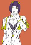  black_hair bob_cut bruno_buccellati chounorin hair_ornament jojo_no_kimyou_na_bouken male_focus solo yellow_eyes zipper 