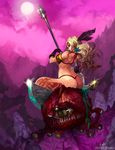  1girl amazon_(dragon&#039;s_crown) amazon_(dragon&#39;s_crown) amazon_(dragon&#x27;s_crown) amazon_(dragon's_crown) armlet armor arrow ass ax beholder bikini_armor blonde_hair blood breasts circlet corpse dragon&#039;s_crown dragon&#39;s_crown dragon&#x27;s_crown dragon's_crown feathers gloves halberd hector_enrique_sevilla_lujan highres impaled long_hair monster moon muscle polearm sitting solo tattoo weapon 
