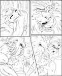  breasts comic eye_patch eyewear feline female grillo human interspecies league_of_legends licking lion love male mammal mane monochrome nidalee nipples rengar saliva straight tongue 