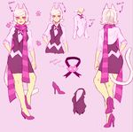  bow bow_clip cat dooleedoos dress feline female hair high_heels homestuck mammal pawprint pink_eyes purple_scarf roxy_lalonde scarf solo suit white_hair white_shirt white_tail 