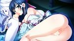  1boy 1girl blue_eyes blue_hair blush breasts censored game_cg highres japanese_clothes kimishima_ao long_hair masturbation miyama_mizuki nekonishi_akie nipples otome_ga_tsumugu_koi_no_canvas otome_ga_tsumugu_koi_no_canvas_futari_no_gallery penis pussy 