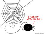  arachnid arthropod cute english_text gemma_correll insect plain_background smile solo spider test text web white_background 