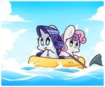  blue_eyes boat cloud clouds cub duo equine female feral friendship_is_magic fur green_eyes hair horn horse life_raft lifeloser long_hair mammal my_little_pony open_mouth outside pony purple_hair rarity_(mlp) sky smile sweetie_belle_(mlp) tongue two_tone_hair unicorn water white_fur young 