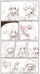  2girls ? akagi_(kantai_collection) blowing chopsticks closed_eyes comic dated eating embarrassed feeding flower food kaga_(kantai_collection) kantai_collection light_bulb long_hair monochrome multiple_girls open_mouth rebecca_(keinelove) short_hair side_ponytail smile translated trembling 