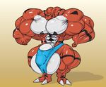  abs anthro balls biceps big_balls bulge digimon dragon guilmon huge_penis hyper hyper_balls hyper_bulge hyper_penis male muscles pecs penis plain_background pose reptile scalie solo theboris thong 