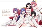  ayukawa_tenri barefoot black_hair book braids choker dress elsee_de_ruth_ima eunram haqua_du_lot_herminium long_hair nakagawa_kanon purple_hair ribbons shiomiya_shiori short_hair the_world_god_only_knows white 