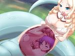  acid bad_end blonde_hair blue_eyes bubble cum digestion frfr grin inside_creature lamia lamia_(mon-musu_quest!) luka_(mon-musu_quest!) mon-musu_quest! monster_girl nipples nude slime smile tongue vore 