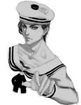  bad_id bad_pixiv_id greyscale haruka4413 hat jojo_no_kimyou_na_bouken jojolion kira_yoshikage_(jojolion) male_focus monochrome sailor sailor_hat solo 