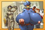  big_breasts breasts busty_bird clothed clothing duck female huge_breasts jaeh male nipples non-mammal_breasts skimpy 