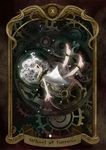  androgynous bad_id bad_pixiv_id card_(medium) child clockwork collar cuffs curly_hair dress falling gears original shackles solo tarot tobi_(kotetsu) white_hair winding_key 